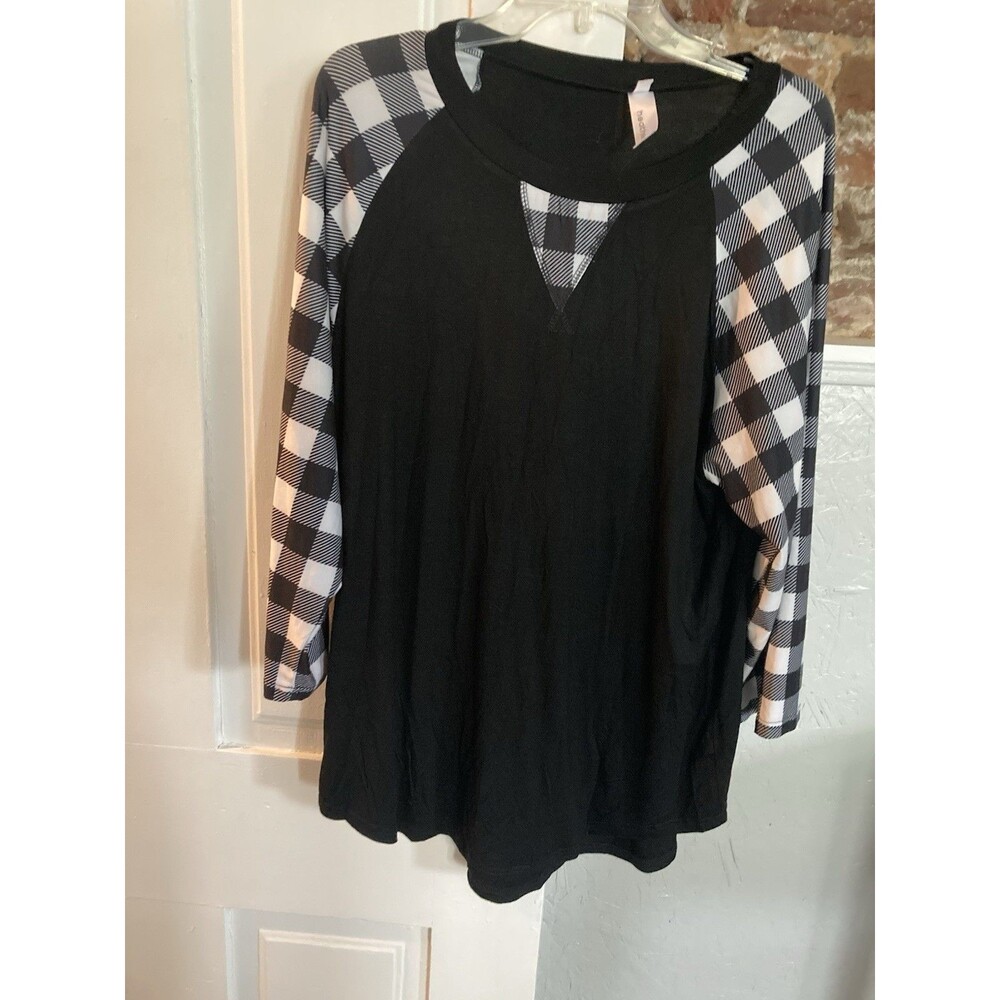 Heathmoor Top XL Black & White Plaid Stretch Casual Relaxed Excellent Condition